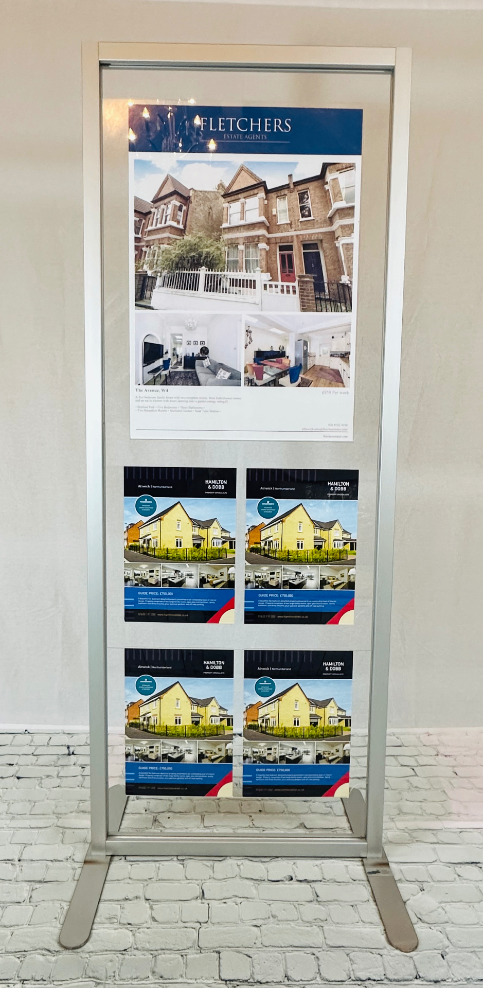Fletchers Estate Agents Infinitree poster and leaflet stand