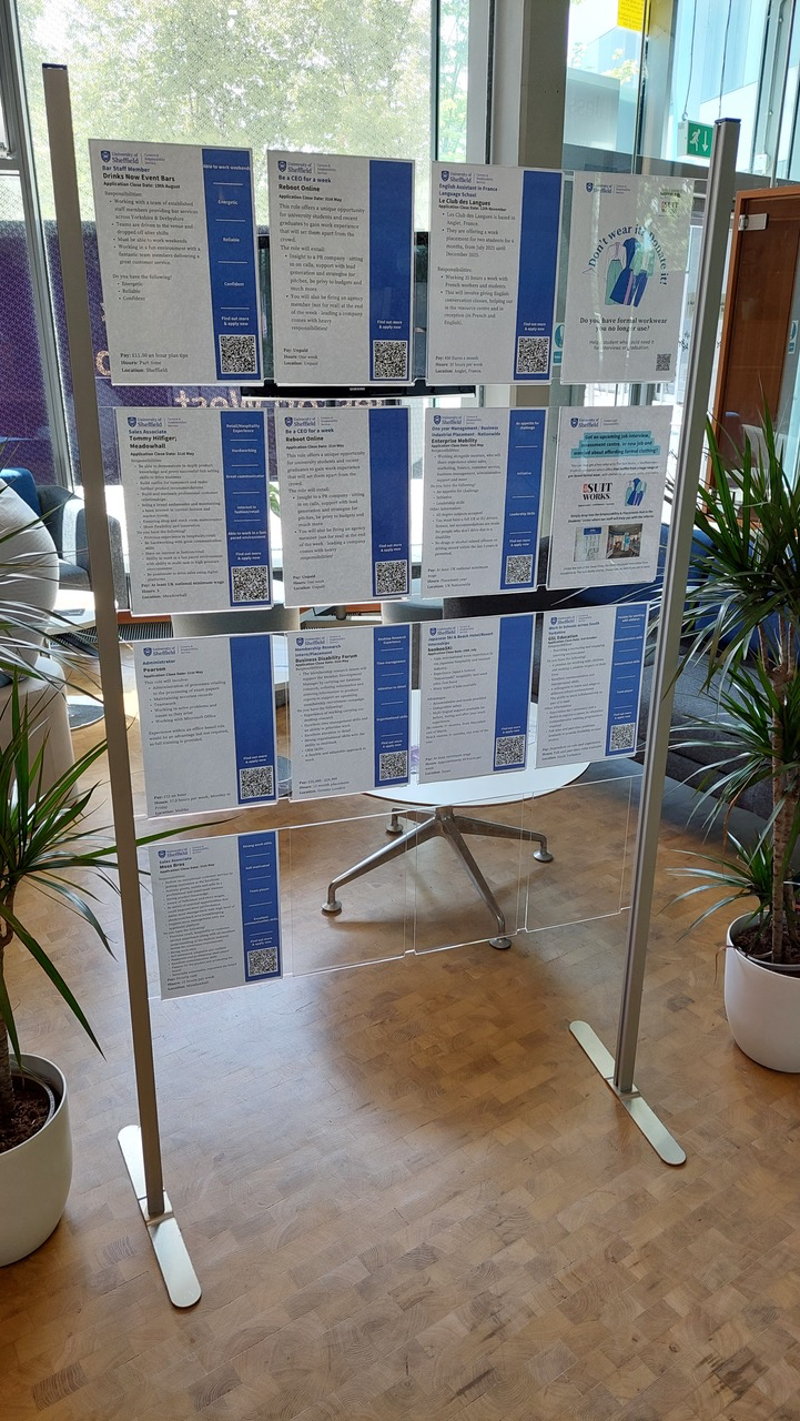 Sheffield University Infinitree stand with leaflets and posters