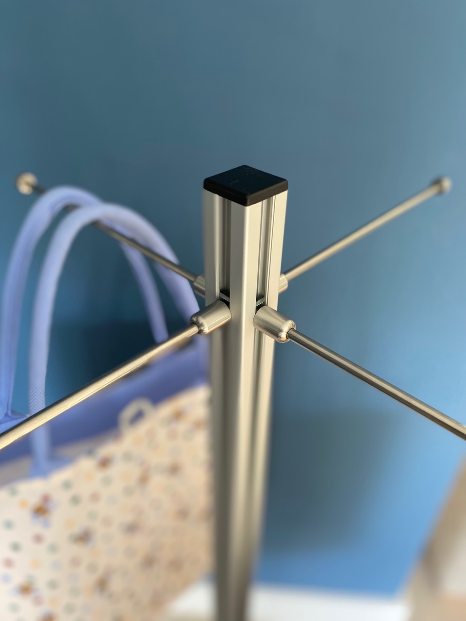 Close-up of twist and lock stainless steel hook system
